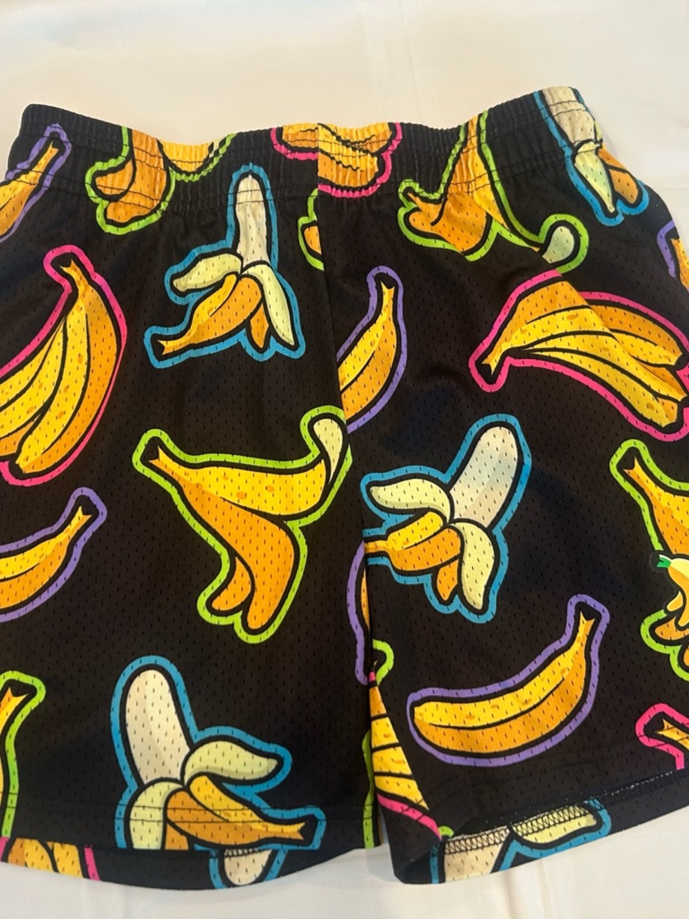 Kids Black Banana-Print Active Shorts